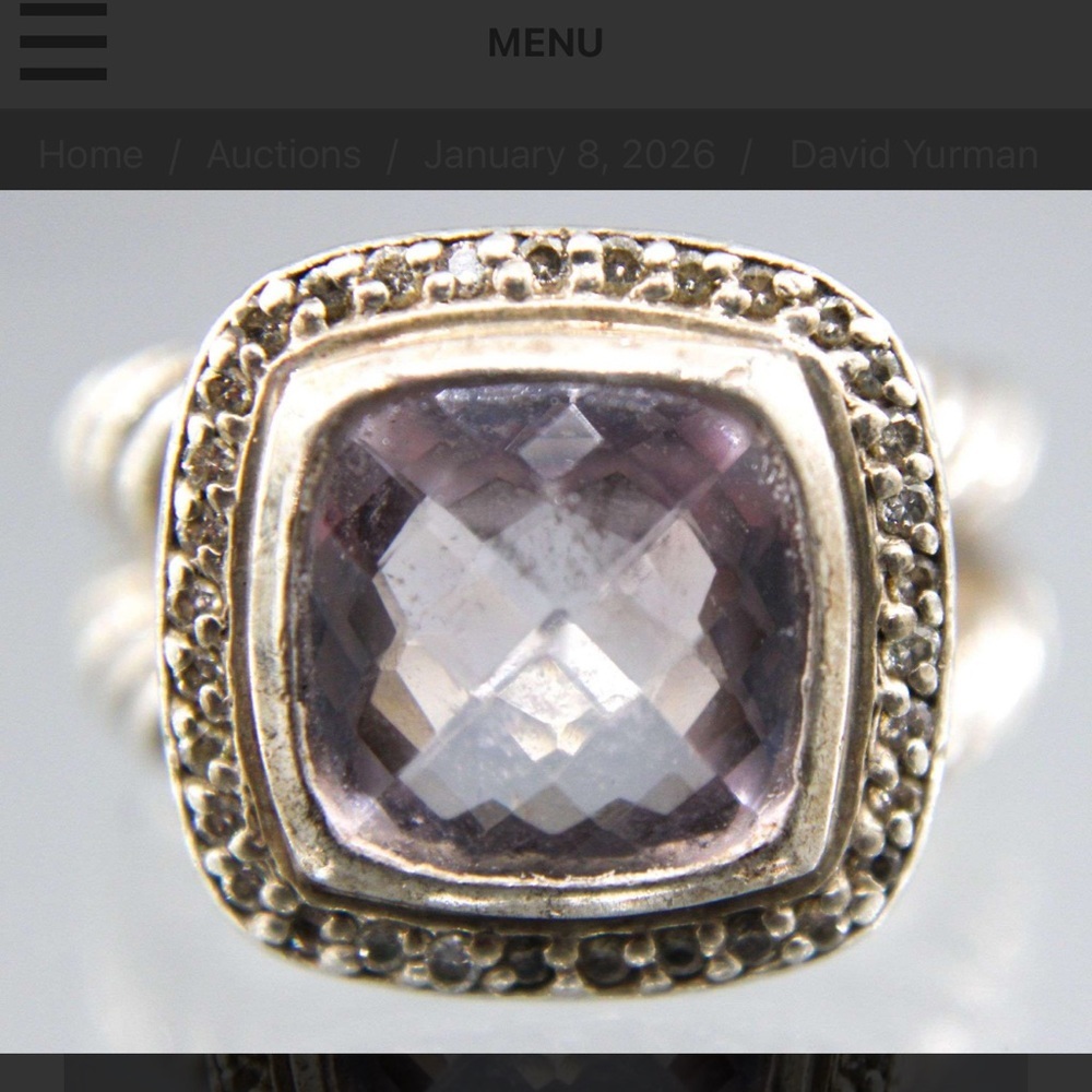 David Yurman Sterling Silver Ring, set with Aquamarine, (tested), size 7.